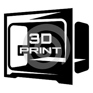 3D printer in the form of a simple icon as a template. Vector monochrome image