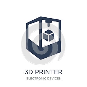 3d printer icon. Trendy flat vector 3d printer icon on white bac