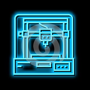 3d printer neon glow icon illustration