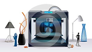 3d Printer Realistic Composition