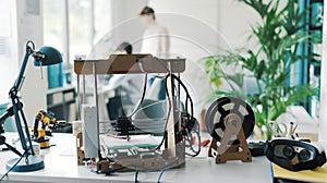 3D printer and tools on the laboratory desk