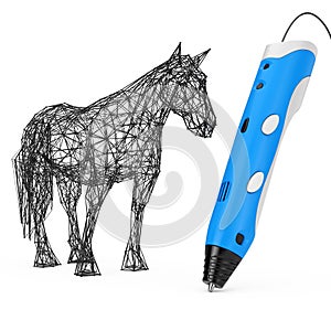 3d Printing Pen Print Abstract Horse. 3d Rendering