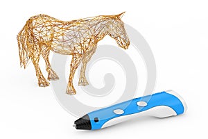 3d Printing Pen Print Abstract Horse. 3d Rendering