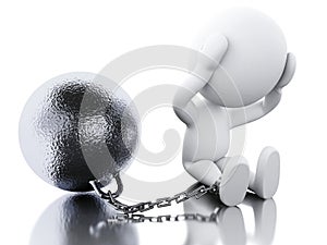 3D Punished criminal tied with iron ball.