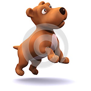 3d Puppy dog leaps in the air