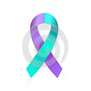 3d purple blue ribbon for Suicide Prevention Awareness