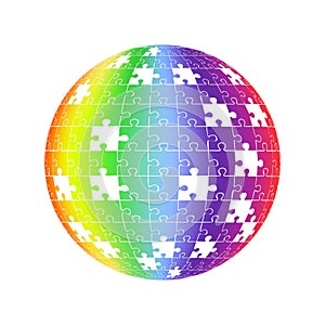 3d puzzle globe design.Colorful shiny puzzle illustration. Eps 10.