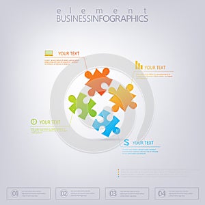 3D Puzzle piece infographics. Can be used for web design, diagram, for workflow layout