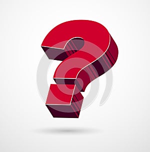 3D question mark query symbol vector icon.