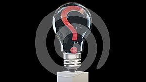 3D question mark revolving inside of a classic lightbulb, loop, Alpha Channel