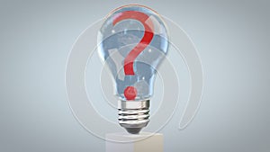 3D question mark revolving inside of a classic lightbulb, loop, Luma Matte