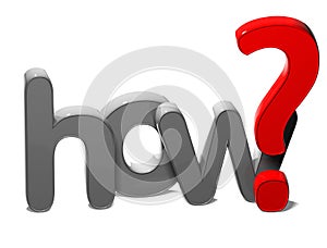 3D Question Word How on white background