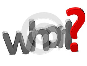3D Question Word What on white background photo