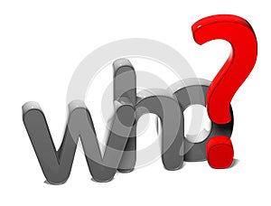 3D Question Word Who on white background photo