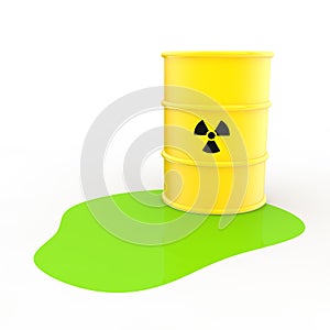 3d radiation symbol barrel and green liquid