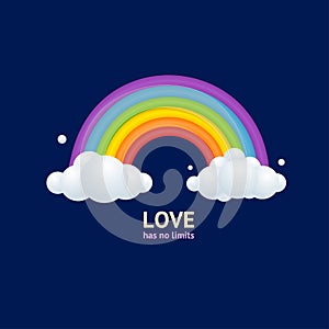 3d Rainbow Pride Love Has no Limits Concept Cartoon Style. Vector