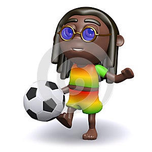 3d Rastafarian kicks the football