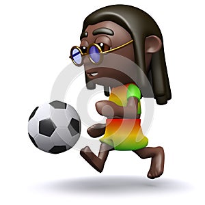 3d Rastfarian kicks a football