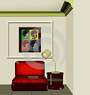 3D of a Reading Corner Interior