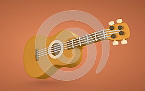 3d realistic acoustic guitar for music concept design in plastic cartoon style. Vector illustration