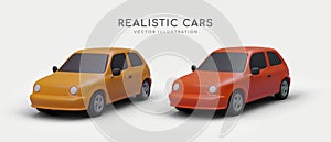 3d realistic automobiles. Modern city transport concept. Poster for car sales and rental company