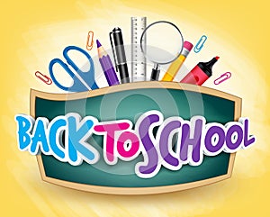 3D Realistic Back to School Title Poster Design