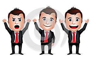3D Realistic Businessman Cartoon Character with Different Pose
