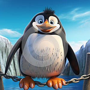 3d Realistic Cartoon Style: Snares Penguin Character Erik From Happy Feet