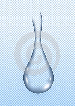 3d realistic drop water isolated on transparent background