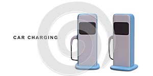 3d Realistic electromobile charging station. Alternative fuel. Vector illustration