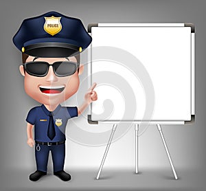 3D Realistic Friendly Police Man Character Policeman