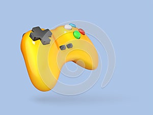 3D realistic gamepad. Wireless controller isolated on blue background. Computer gaming. 3d cartoon vector icon