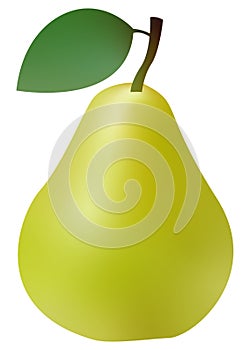 3d realistic green pear isolated on white background. Vector illustration