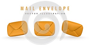 3d realistic mail envelope icon. Incoming mail notify. Online email concept. Vector illustration