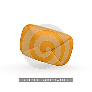 3d realistic mail envelope icon. Incoming mail notify. Online email concept. Vector illustration