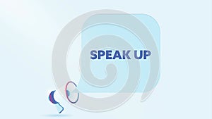 3d realistic megaphone with speak up speech bubble. Loudspeaker. Banner for business, marketing and advertising. 4K