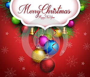 3D Realistic Merry Christmas Greetings Text