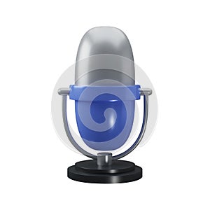 3D realistic microphone icon. Vector audio equipment illustration. Broadcasts, interviews podcast voice recording