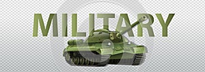 3d realistic military tank. battle tank in natural colors in a realistic 3D design on a transparent background