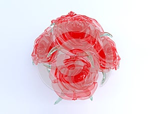3D realistic red crystal roses