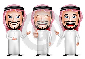 3D Realistic Saudi Arab Man Cartoon Character with Different Pose