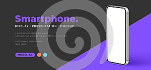 3d realistic smartphone display mockup vector. isolated angled perspective modern phone presentation