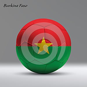 3d realistic soccer ball iwith flag of Burkina Faso on studio ba