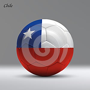 3d realistic soccer ball iwith flag of Chile on studio background