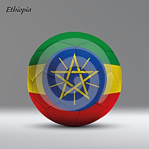 3d realistic soccer ball iwith flag of Ethiopia on studio backgr
