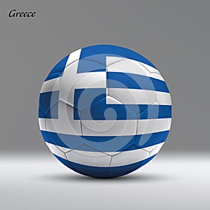 3d realistic soccer ball iwith flag of Greece on studio background