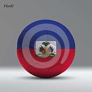 3d realistic soccer ball iwith flag of Haiti on studio background