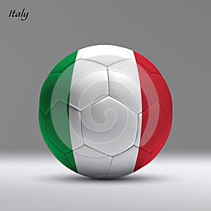 3d realistic soccer ball iwith flag of Italy on studio background