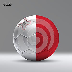 3d realistic soccer ball iwith flag of Malta on studio background