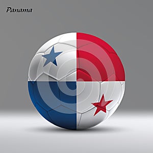 3d realistic soccer ball iwith flag of Panama on studio background